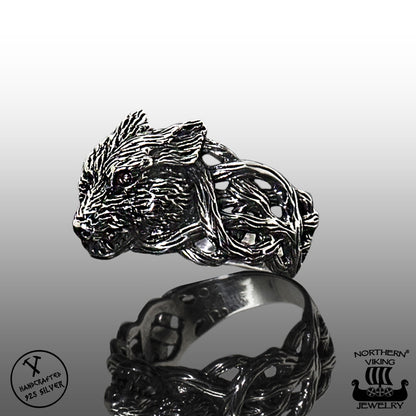 Northern Viking Jewelry-Sormus "Fenrir Wolf"