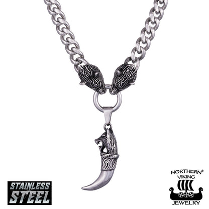 Panssariketju 10 mm Northern Viking Jewelry Sudenpäillä + Fenrir Wolf Head