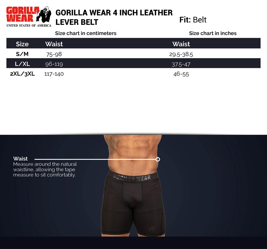 Gorilla Wear 4" Leather Lever Belt - Ruskea
