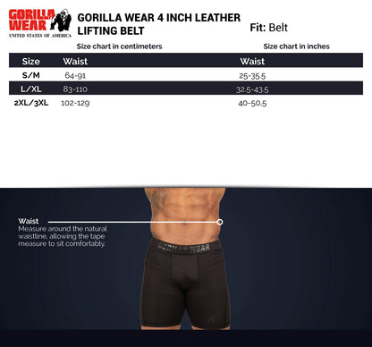 Gorilla Wear 4-inch Leather Lifting Belt MUSTA