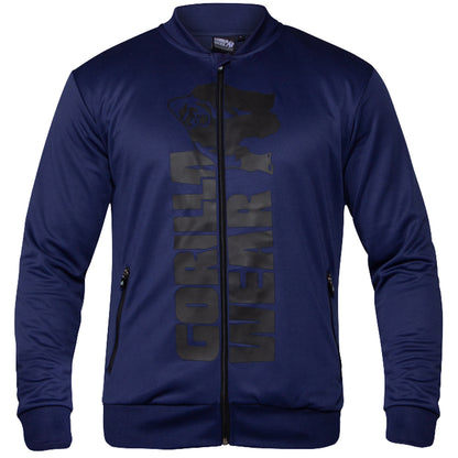 Gorilla Wear Ballinger Track Jacket laadukas takki niin harjoitteluun kuin vapaa-aikaan kuvattu edestä. Musta logo vetojetjun kummallakin puolella
