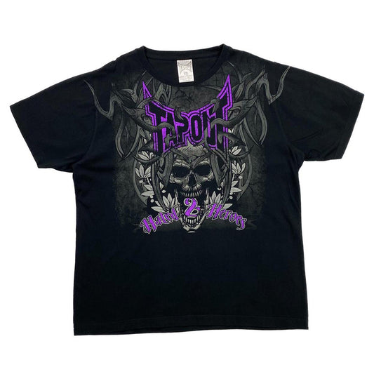 TapouT- Hated 2 Heroes t-paita UFC vintage paita skull kallo kuvio edessä, purppura violetti logo
