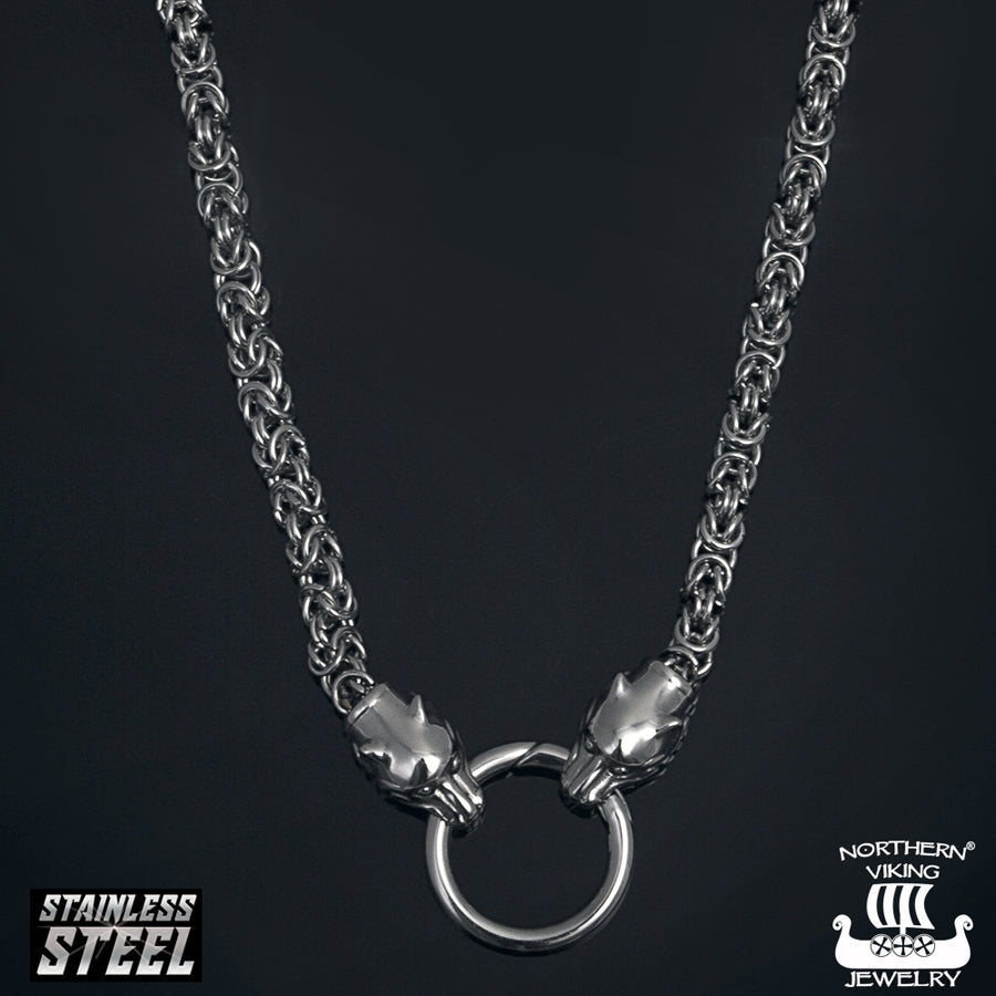 Northern Viking Jewelry® Kuningasketju Sudenpäillä
