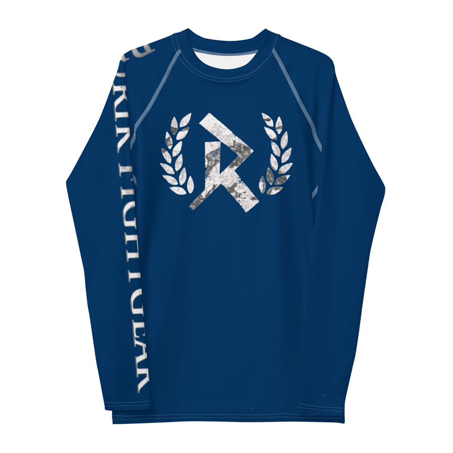 Rurik fg blue white bjj nogi rash guard paita edestä