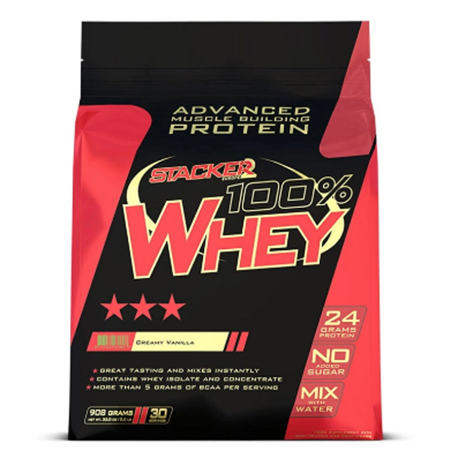 STACKER2 100% WHEY -Proteiini CREAMY VANILLA 908G