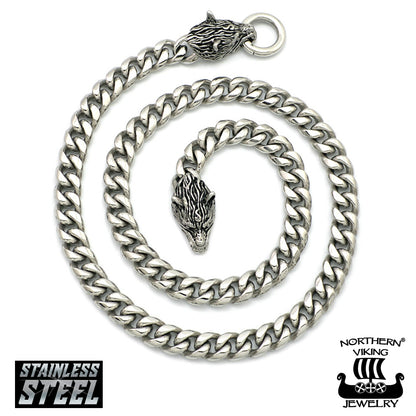 Panssariketju 10 mm Northern Viking Jewelry Sudenpäillä + Fenrir Wolf Head